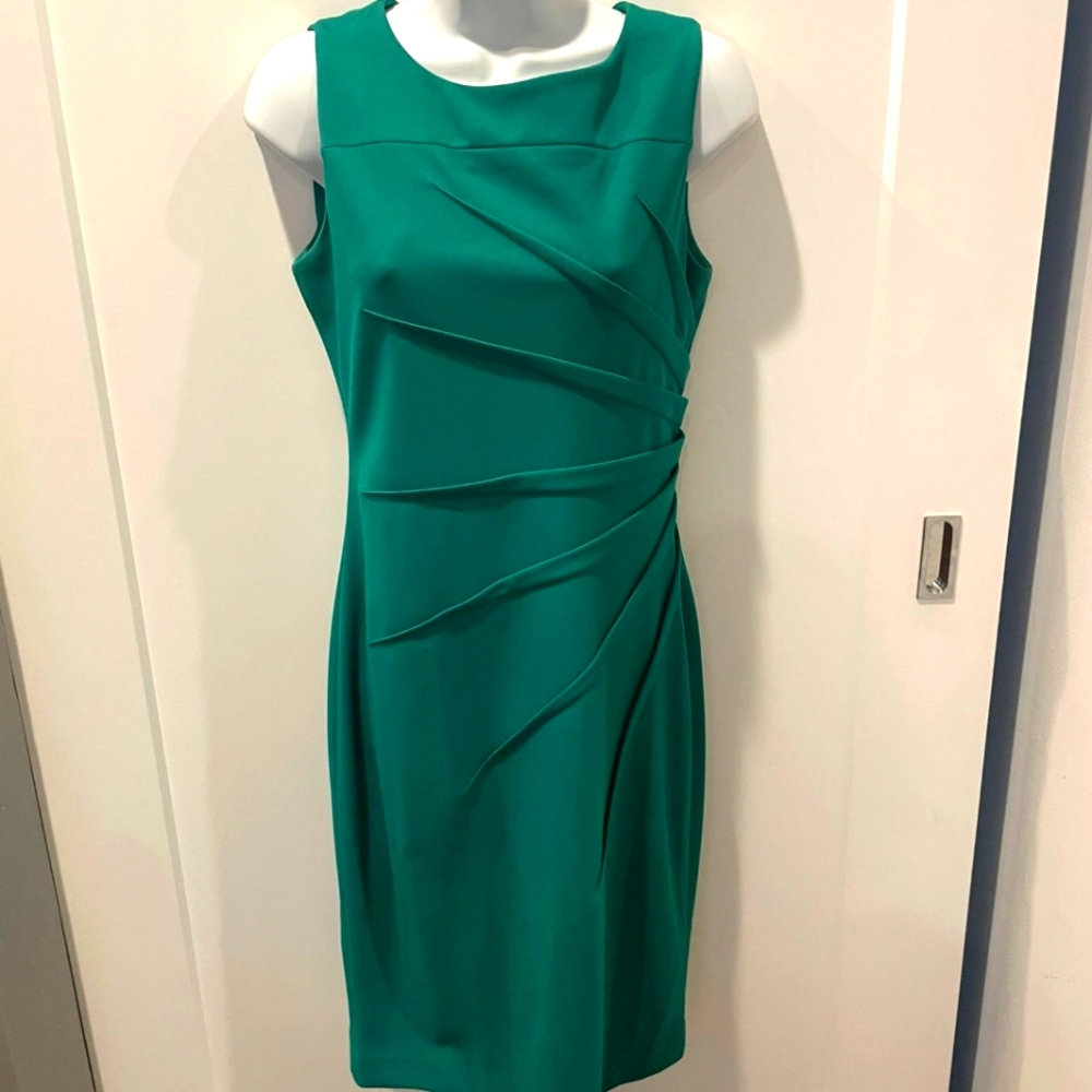 Calvin Klein teal green ruched short dress